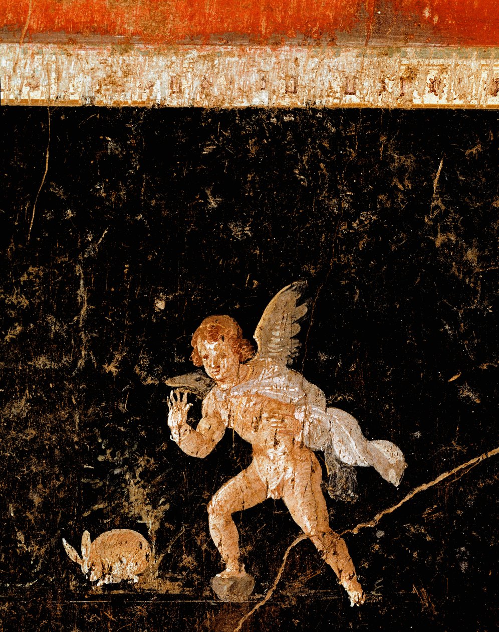 Cupido jaagt op een haas (fresco) door Roman