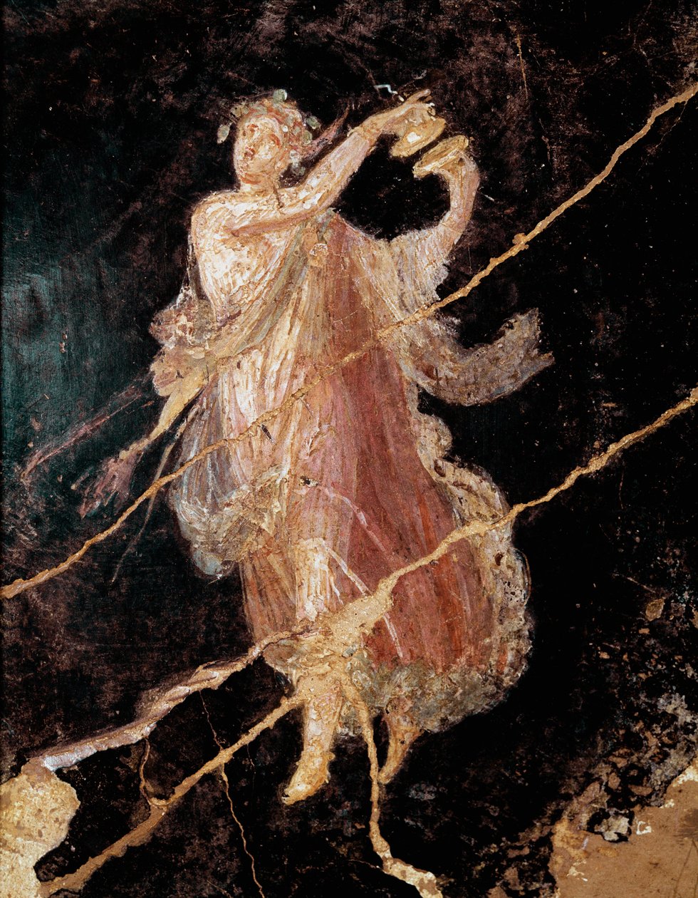 Danser met cimbalen (fresco) door Roman