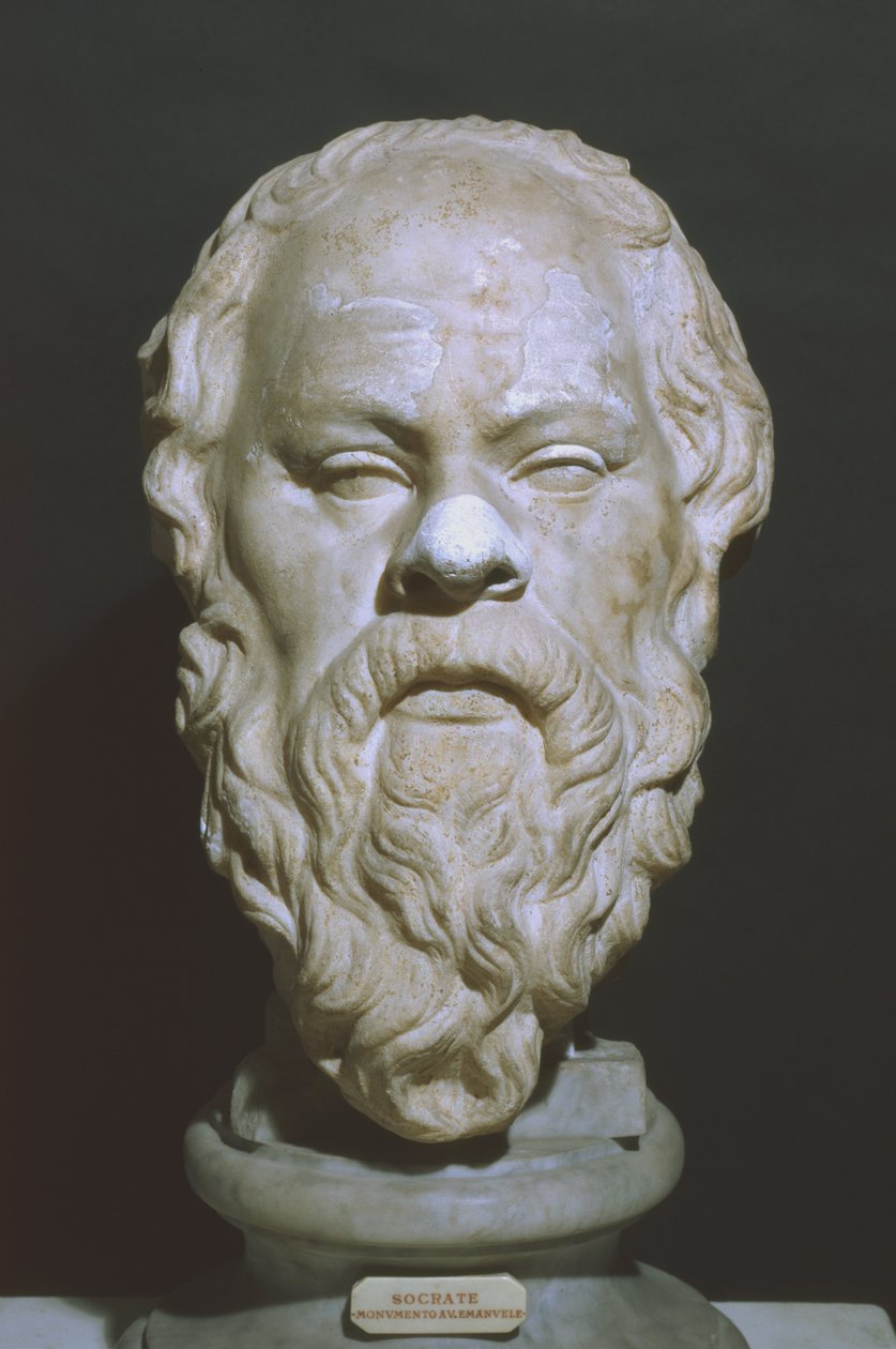 Hoofd van Socrates (marmer) door Roman