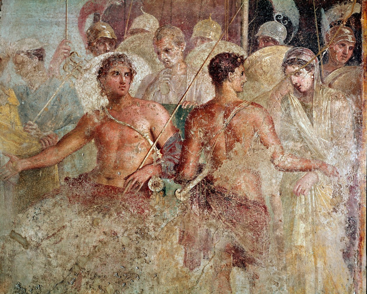 Het afscheid van Achilles en Briseis (fresco) door Roman