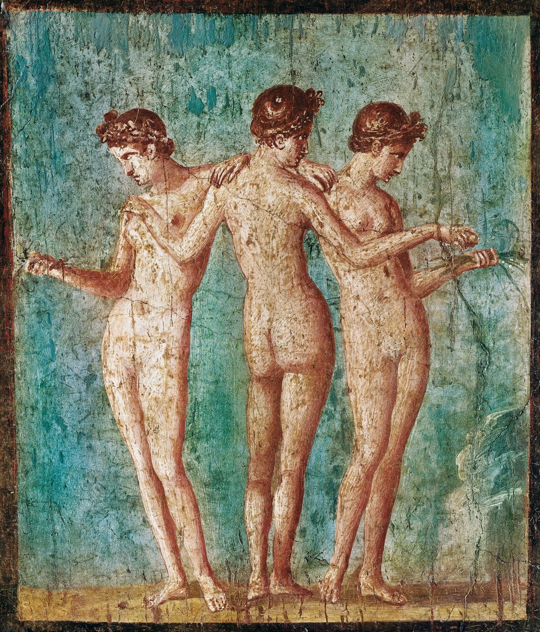 De drie gratiën (fresco) door Roman