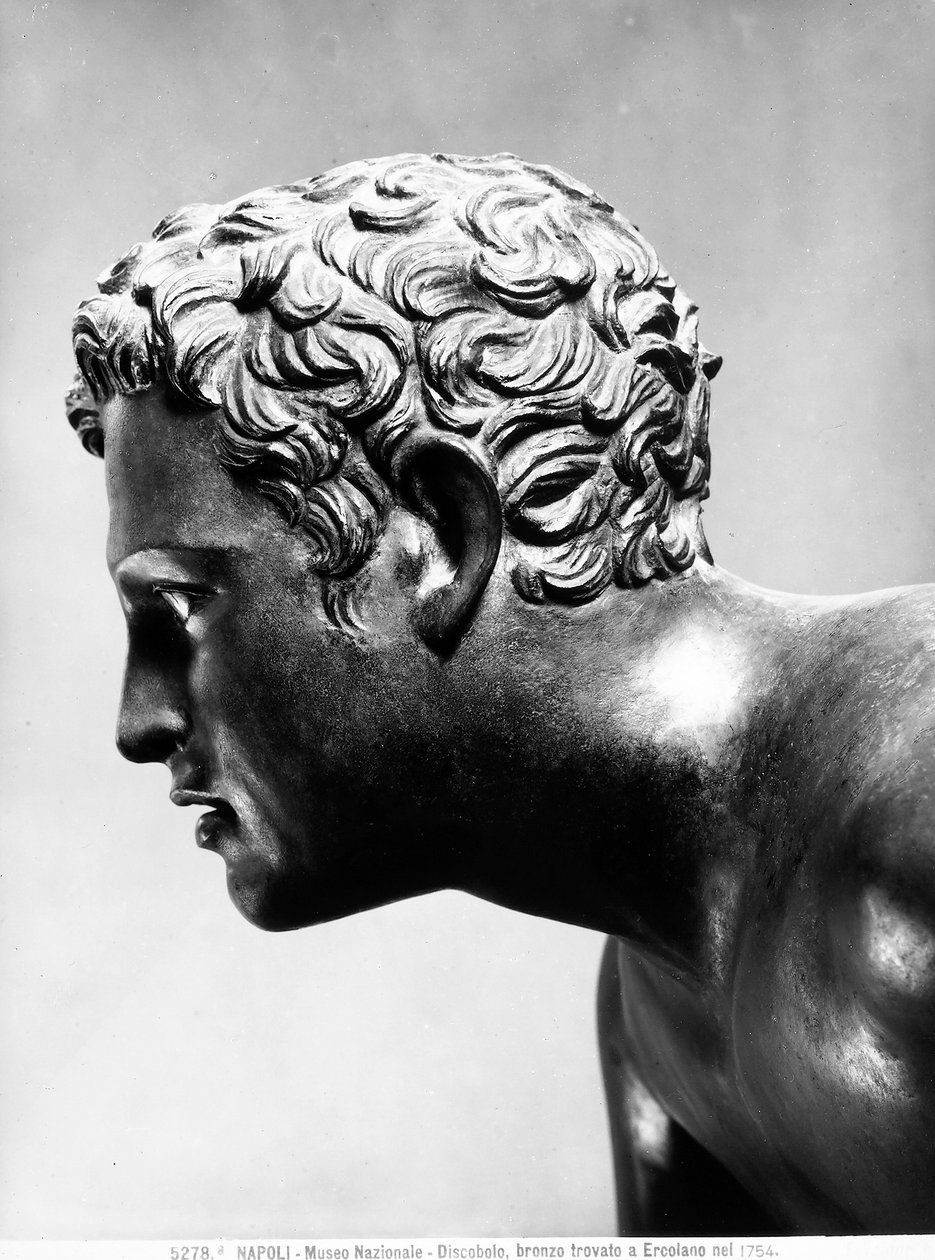 Het vergulde bronzen gezicht van de Discobolus door Roman Roman