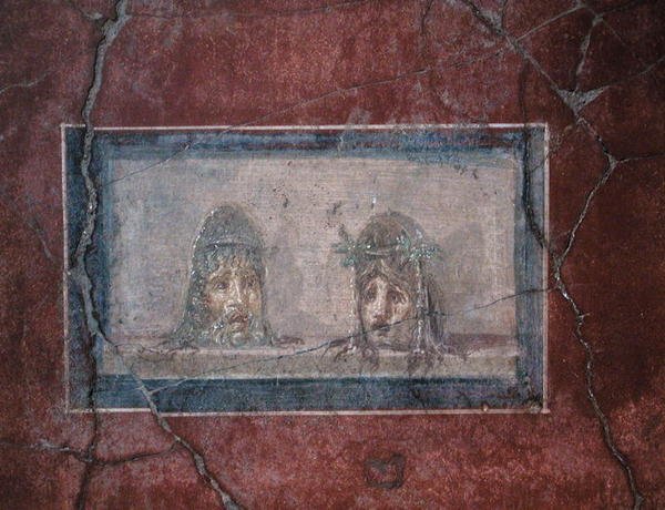 Twee theatrale maskers, 1e eeuw v.Chr.-AD 79 door Roman Roman