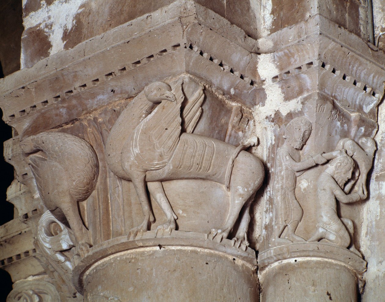Kaïn doodt Abel (gesculpteerd kapiteel van het transept) door Romanesque