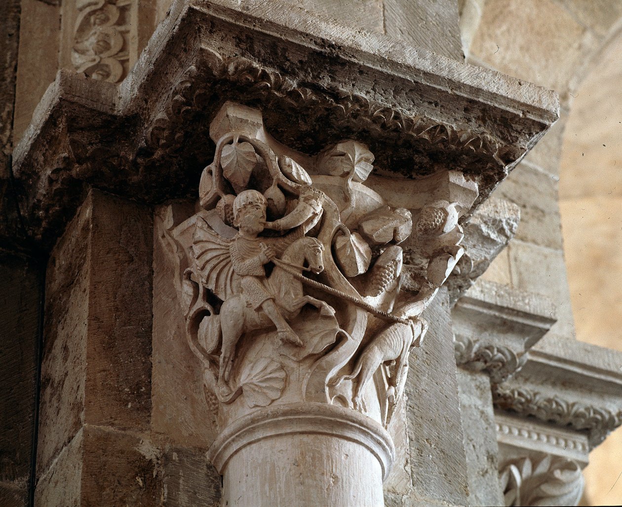 St. Eustachius op jacht (gekerfd kapiteel) door Romanesque