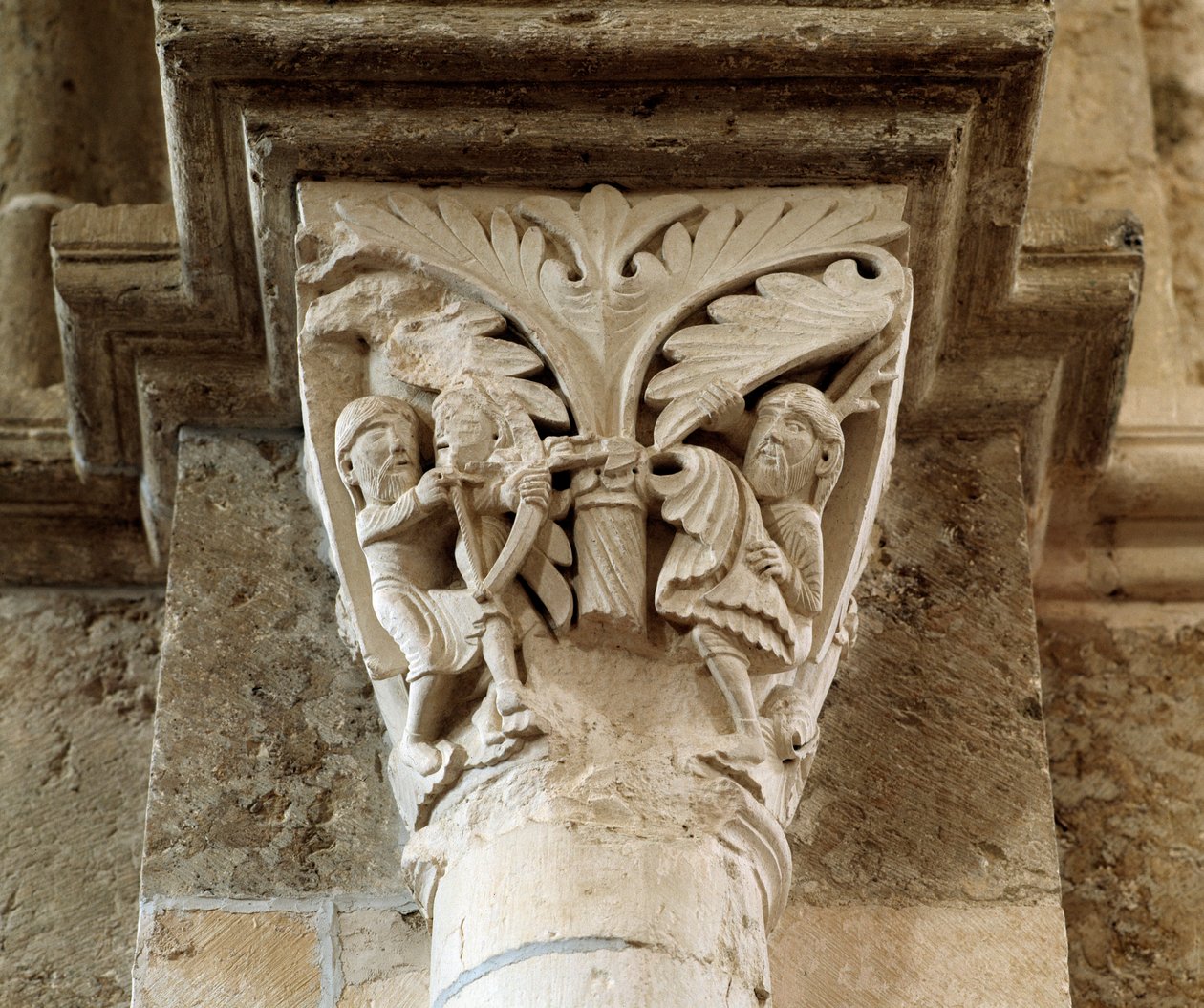 De dood van Kaïn (gesneden kapiteel) door Romanesque
