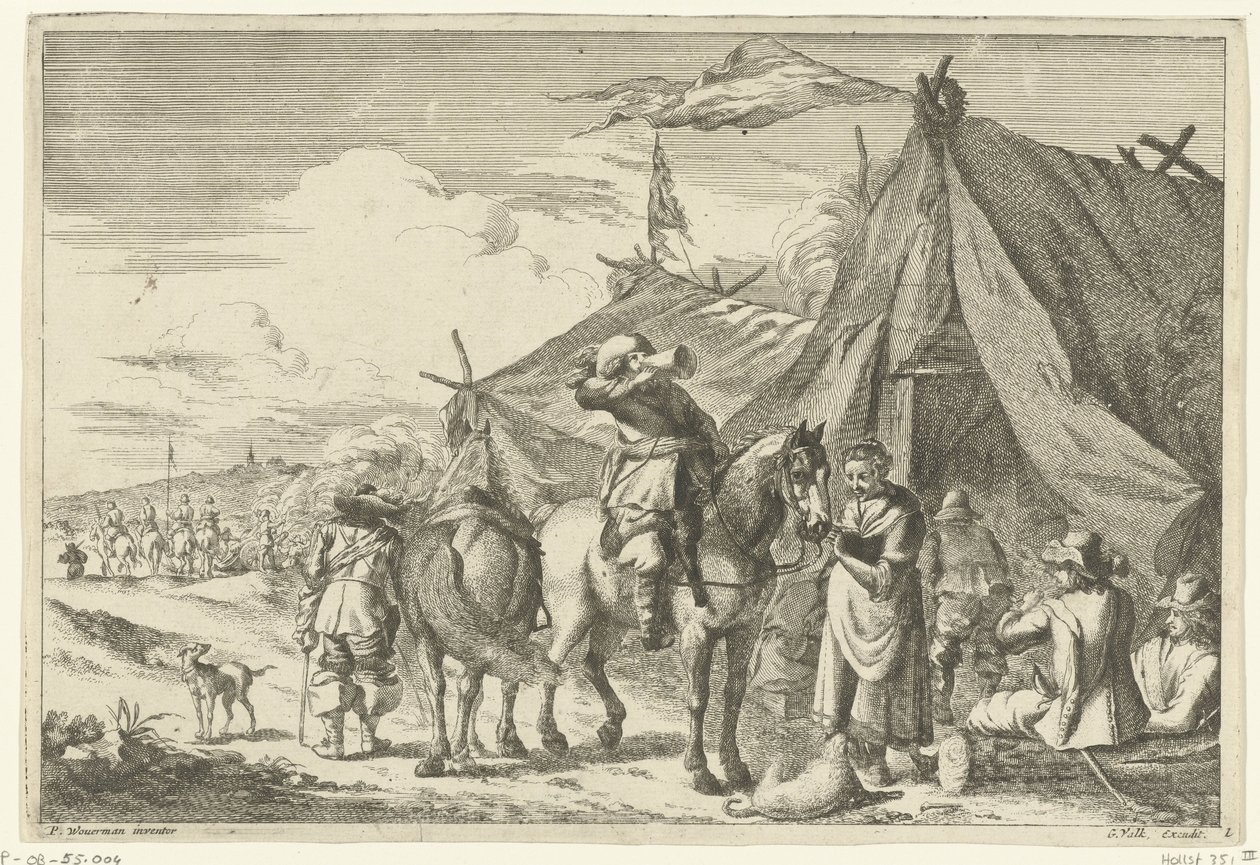 Ruiters rusten bij tenten door Romeyn de Hooghe (rejected attribution)