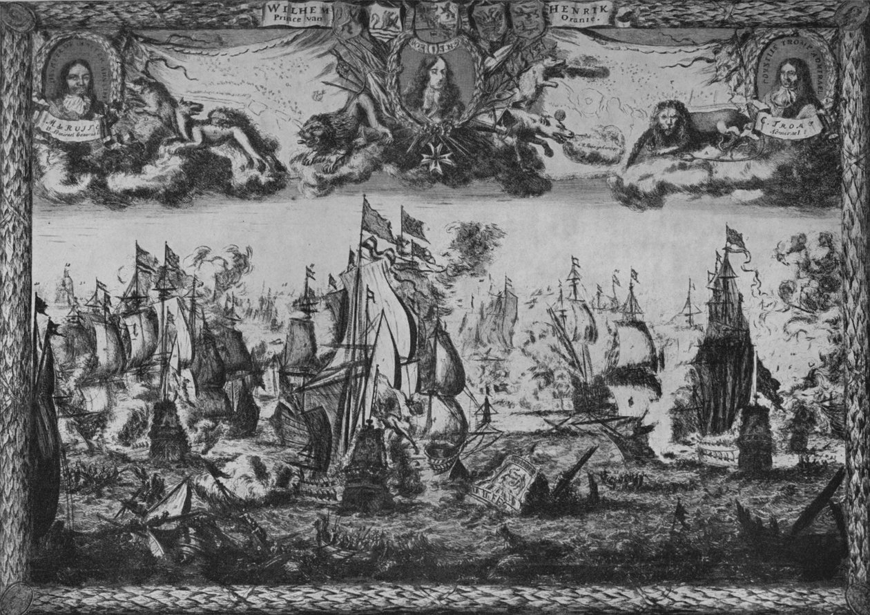 Slag bij Texel, c1675 door Romeyn de Hooghe