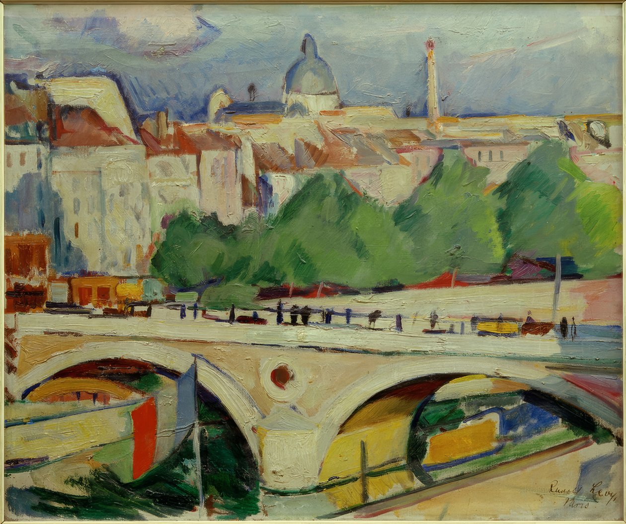 Uitzicht op de Pont Marie door Rudolf Levy