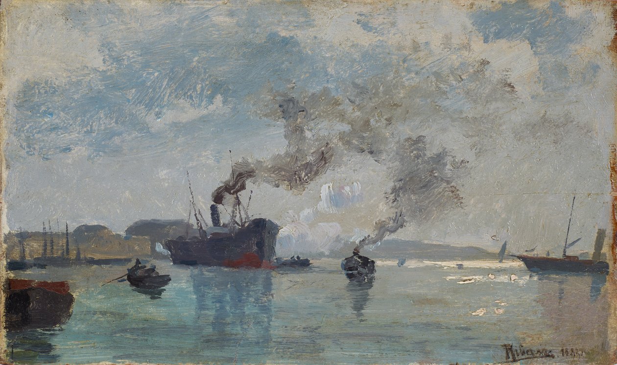 Schepen in de haven door Rudolf Ribarz