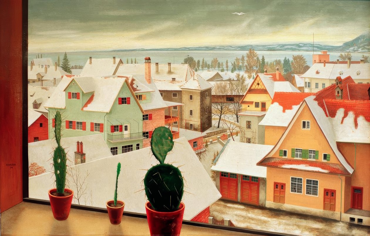 Winterlandschap – Uitzicht vanuit het atelier door Rudolf Wacker