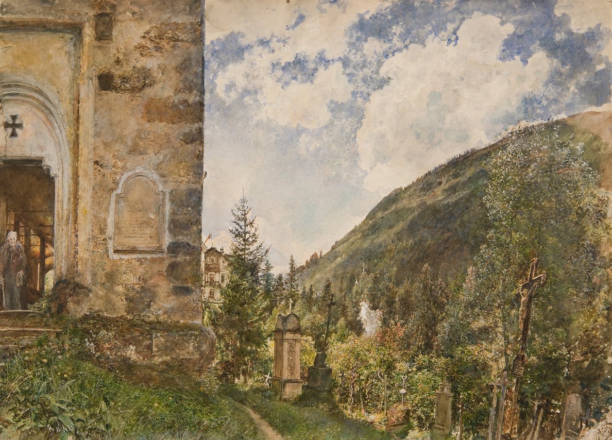 De begraafplaats in Gastein door Rudolf von Alt