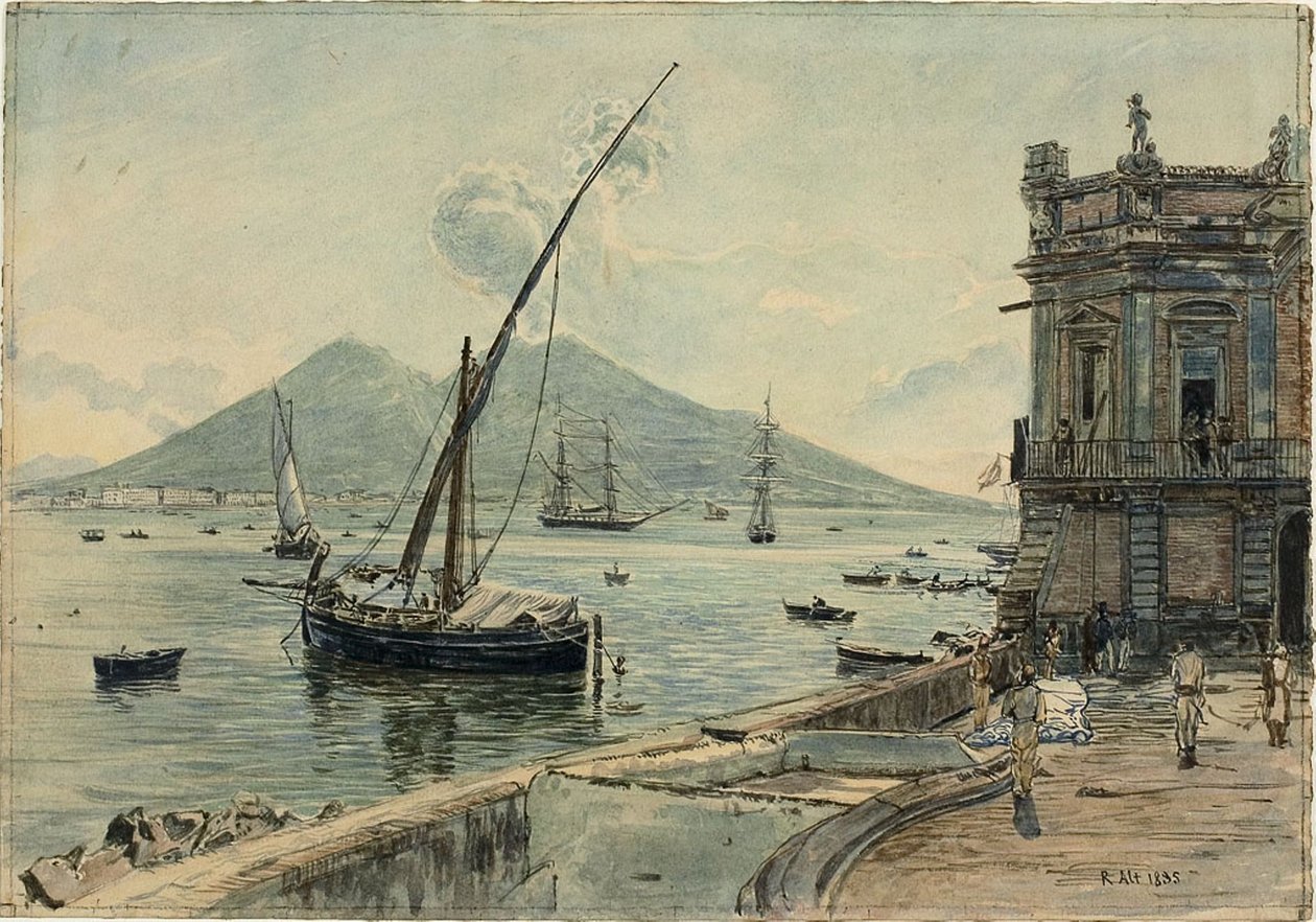 Napels met de Vesuvius door Rudolf von Alt
