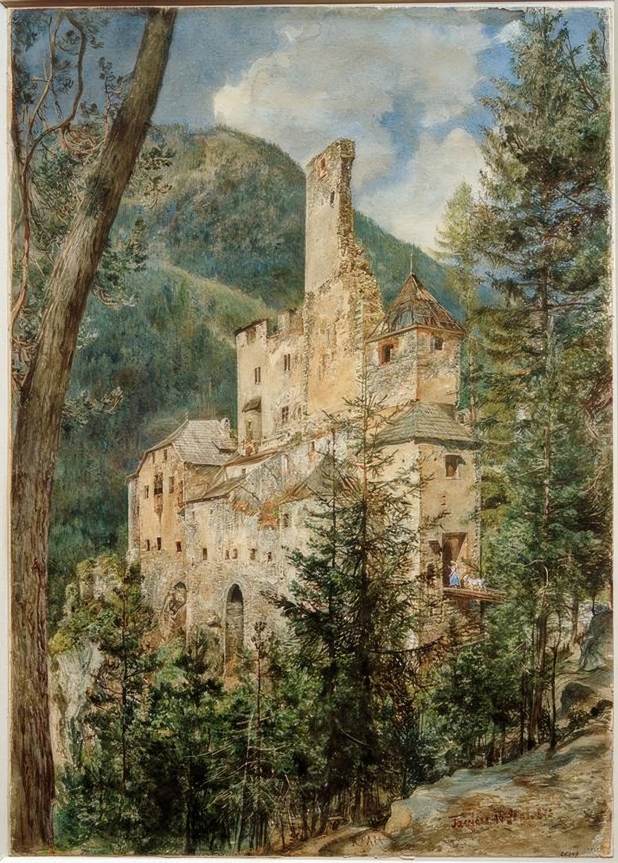 Kasteel Taufers in Zuid-Tirol door Rudolf von Alt