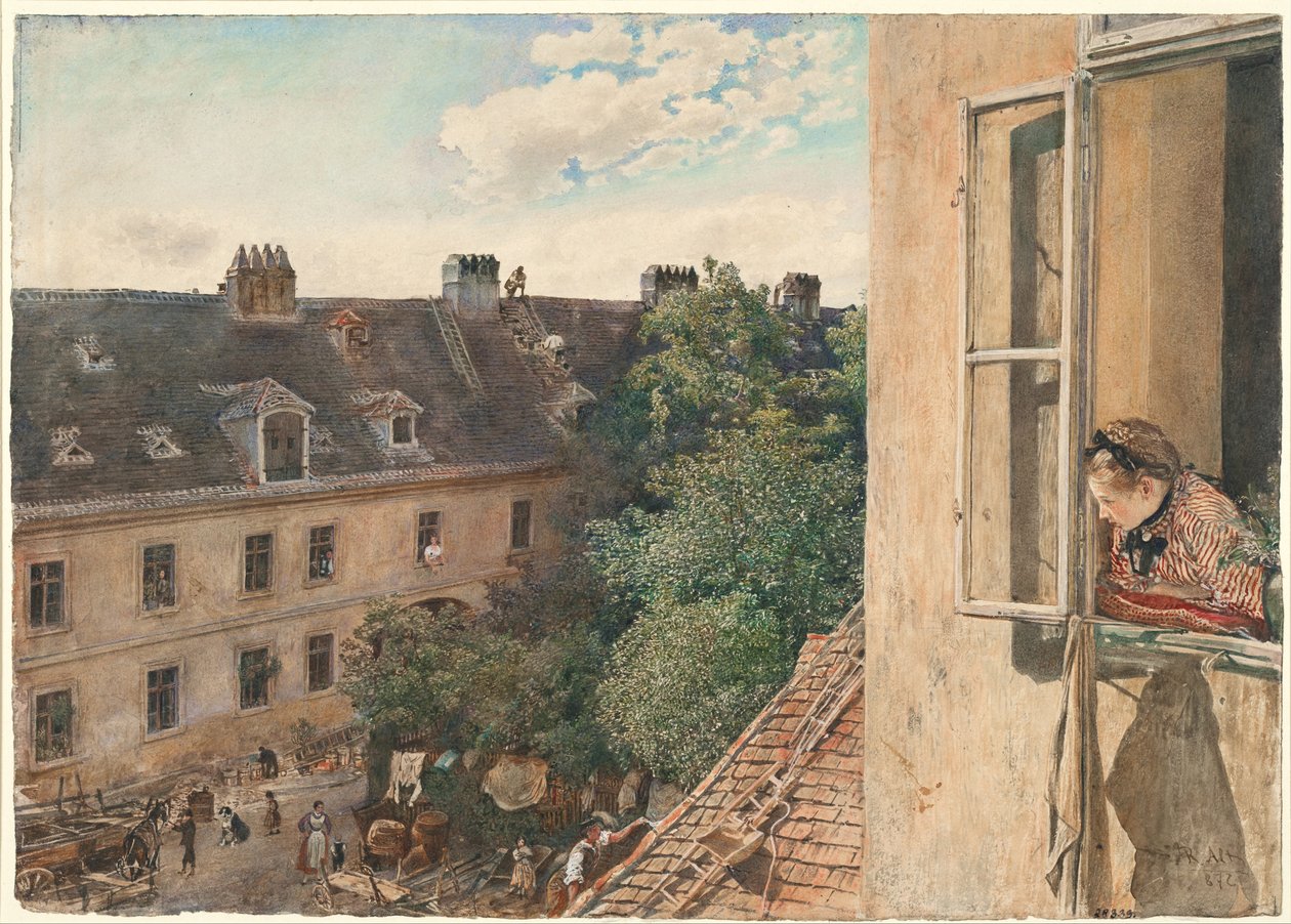 Uitzicht op de Alservorstadt, 1872 door Rudolf von Alt