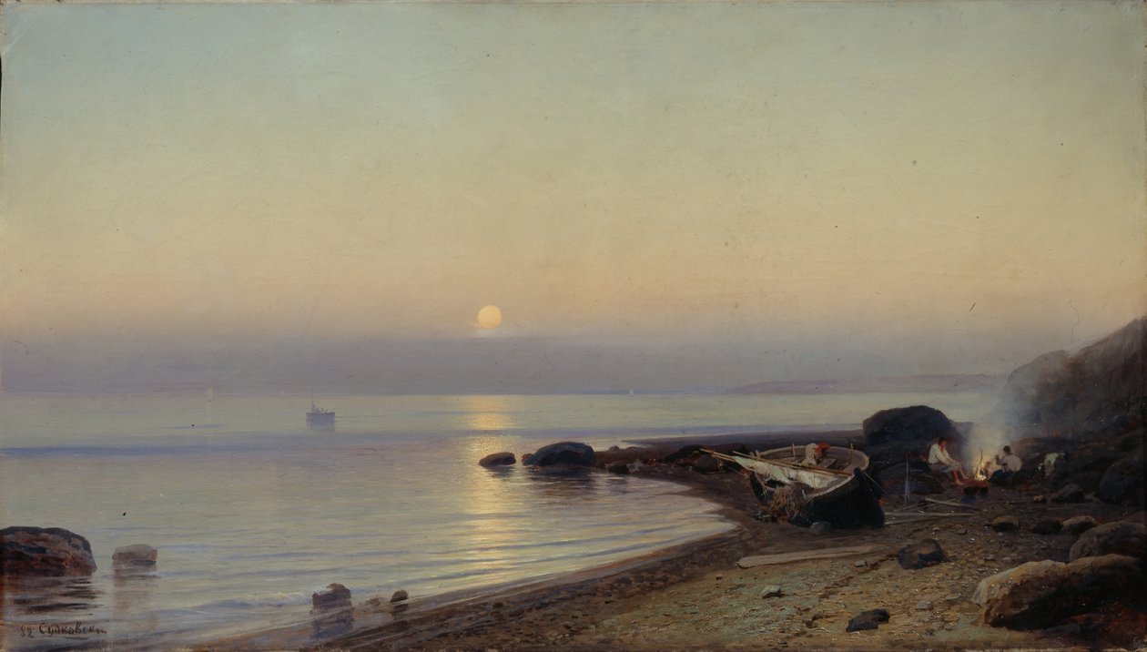 Aan de kust, 1882 door Rufim Gavrilovich Sudkovsky