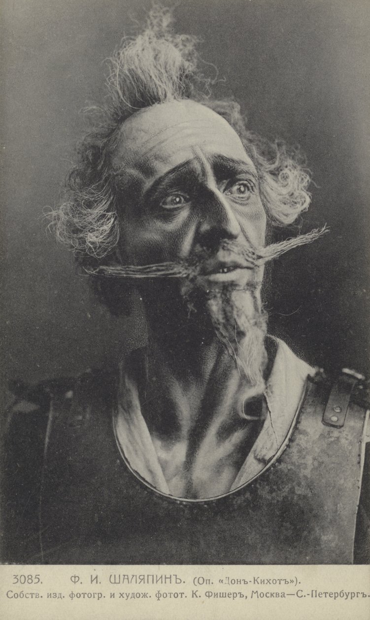 Feodor Chaliapin, Russische operazanger, in de rol van Don Quichot door Russian Photographer