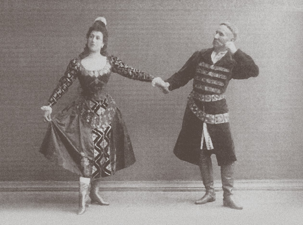 Julia en Felix Kschessinsky in de mazurka (Poolse dans) in het originele Ivanov-Petipa Het Zwanenmeer door Russian Photographer