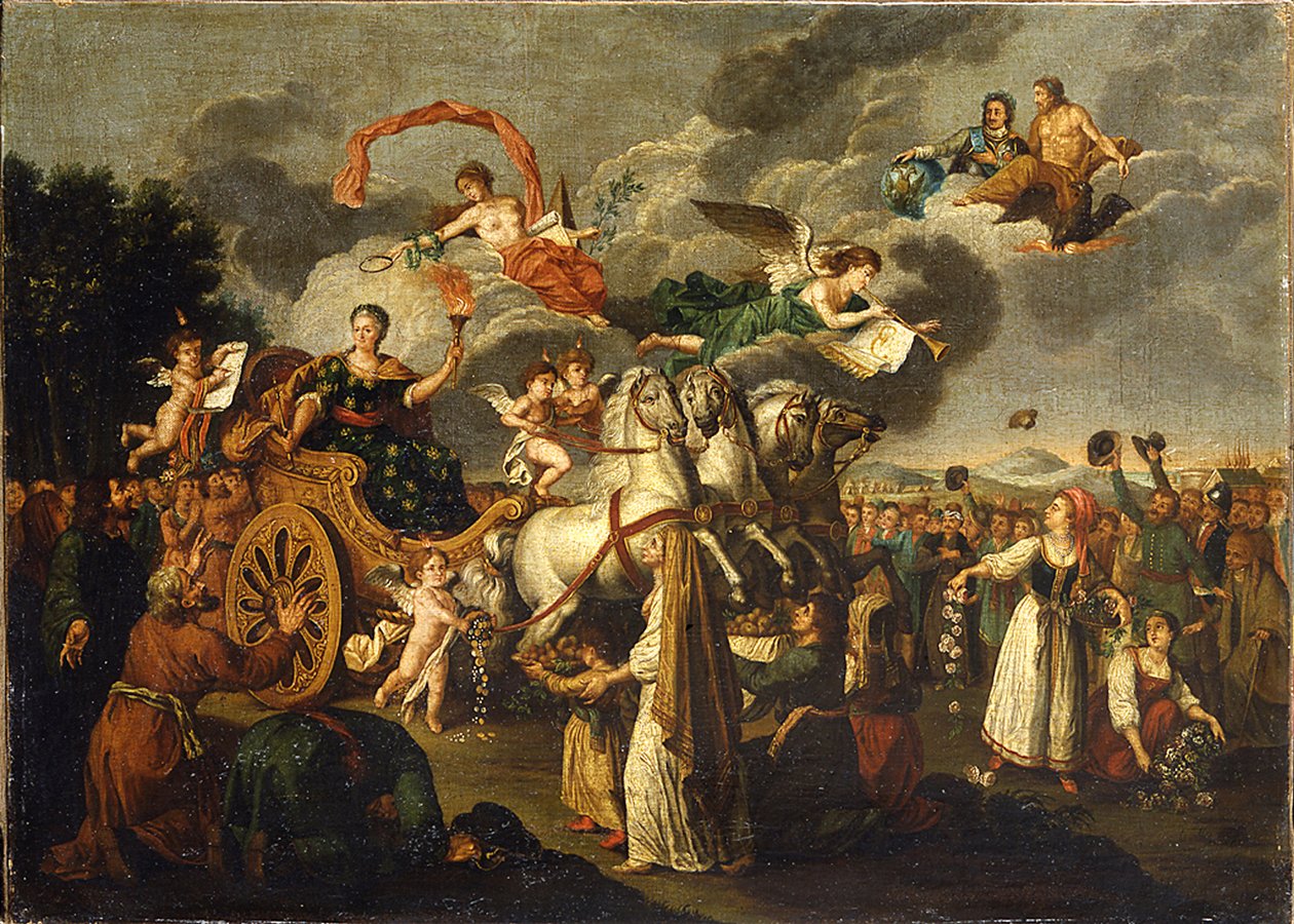 Catharina II Reist door Rusland, 1787 door Russian School
