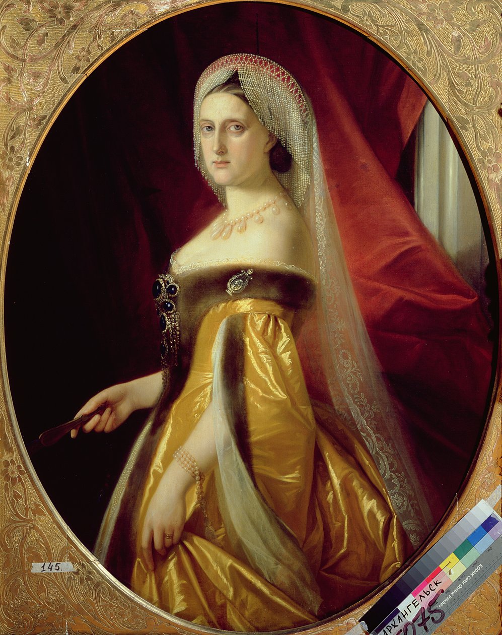 Portret van Groothertogin Maria Nikolaevna (1819-76) President van de St. Petersburg Kunstacademie door Russian School