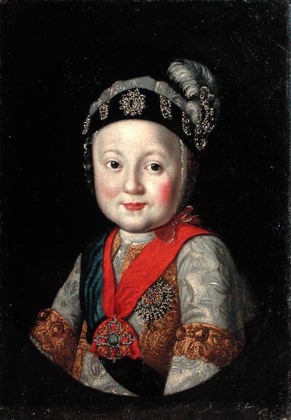 Portret van groothertog Pavel Petrovich als kind, 2e helft van de 18e eeuw door Russian School