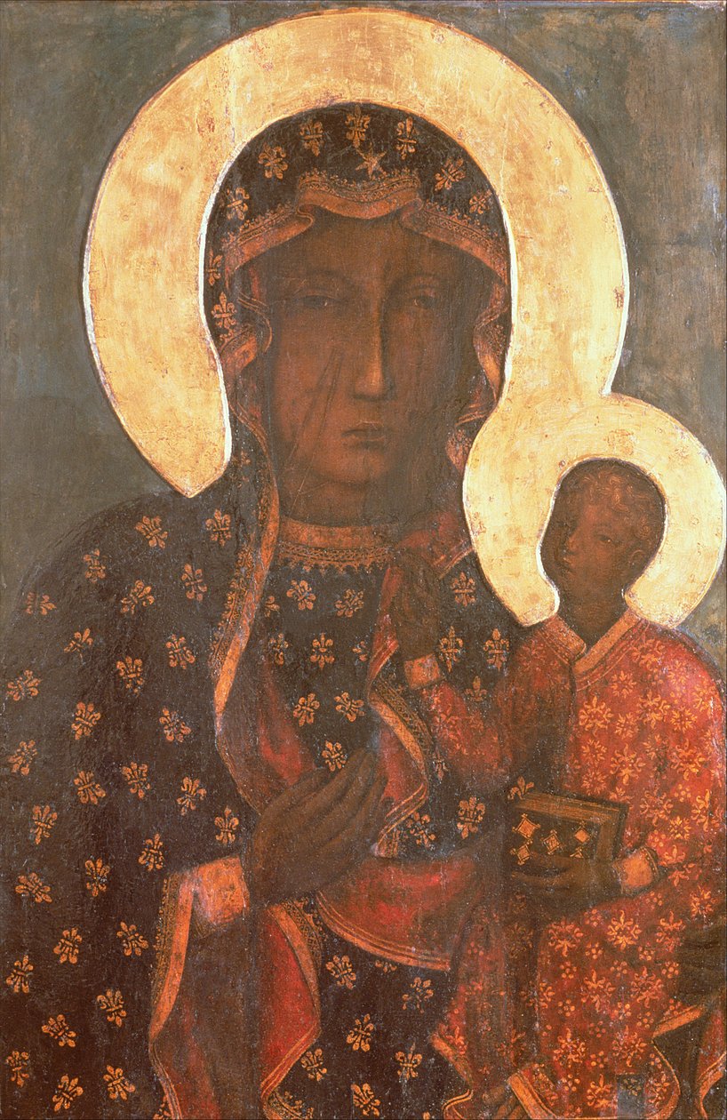 De Zwarte Madonna van Jasna Gora, Byzantijns-Russisch icoon door Russian School