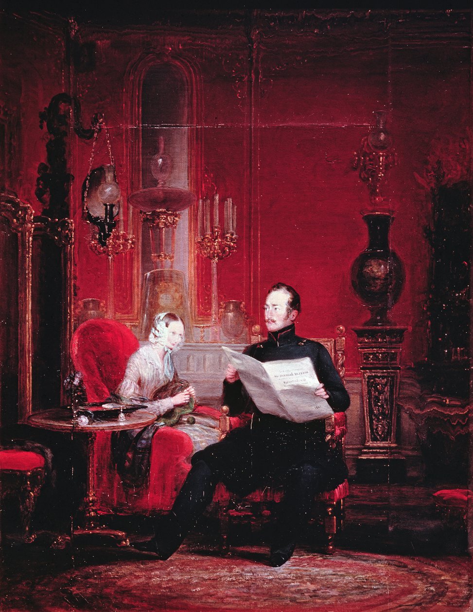 Tsarevitsj Alexander (1818-81) en zijn vrouw Maria Alexandrovna, 1845 door Russian School
