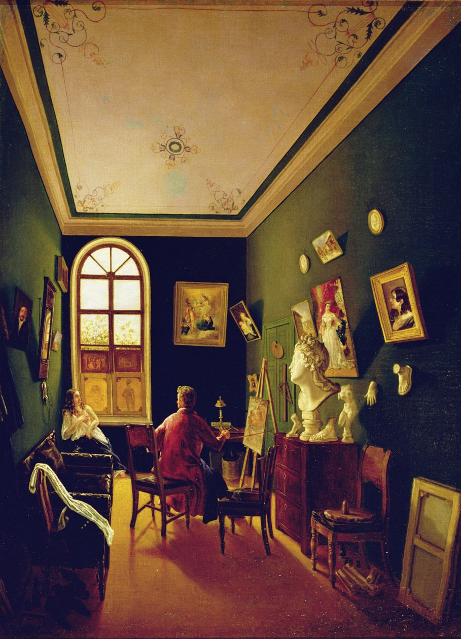 Het Atelier van de Schilder, 1843 door Russian School