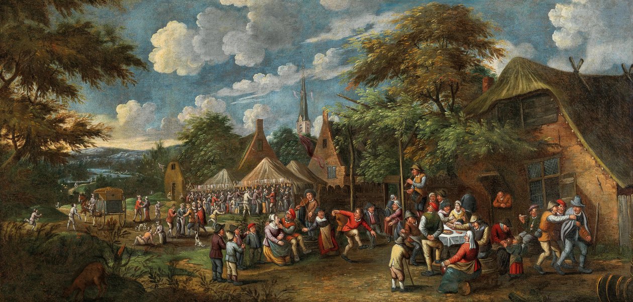 Dorpskermis, circa 1700 door Rutger Verburgh