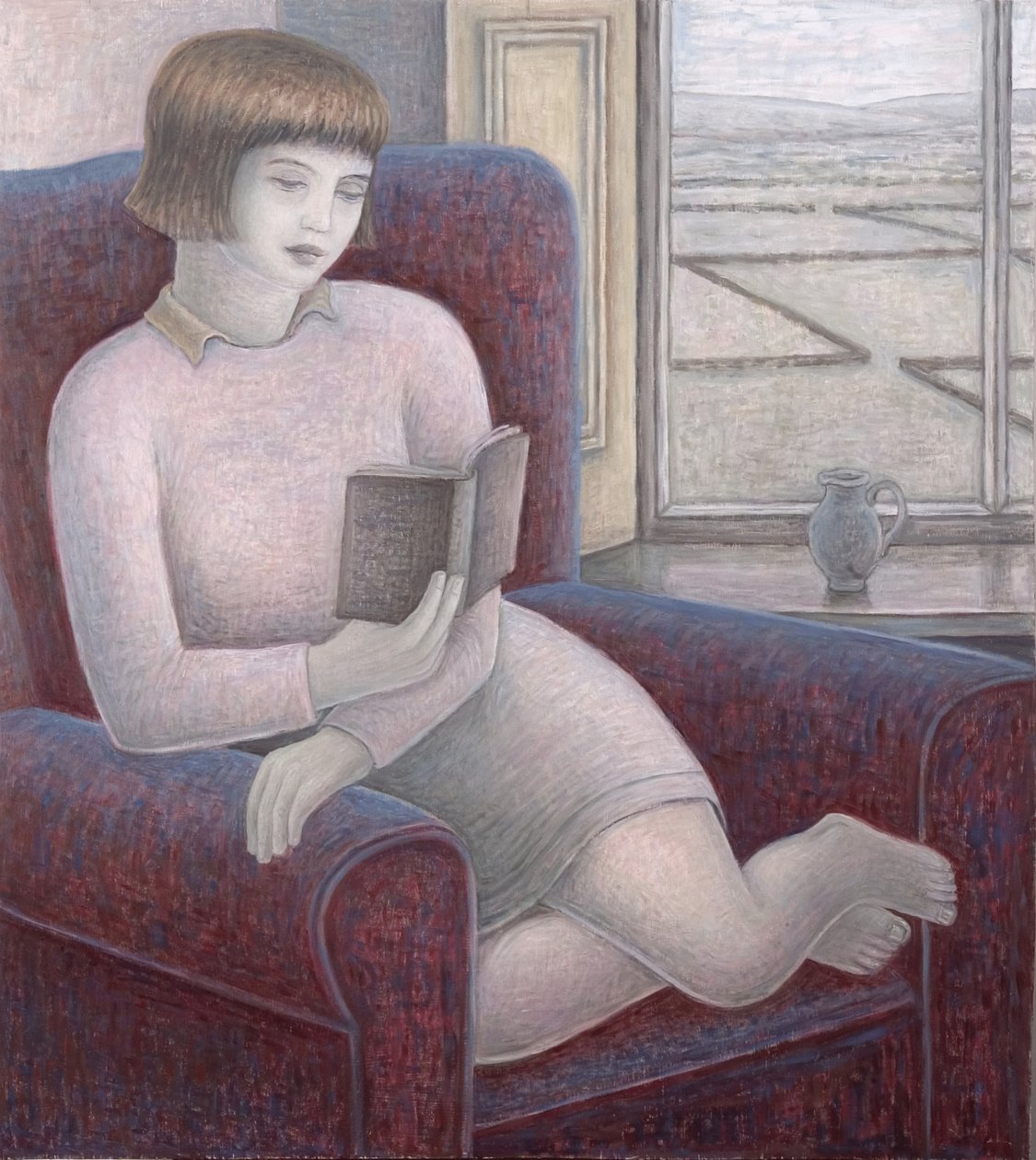 Meisje lezend in een fauteuil, 2009 door Ruth Addinall