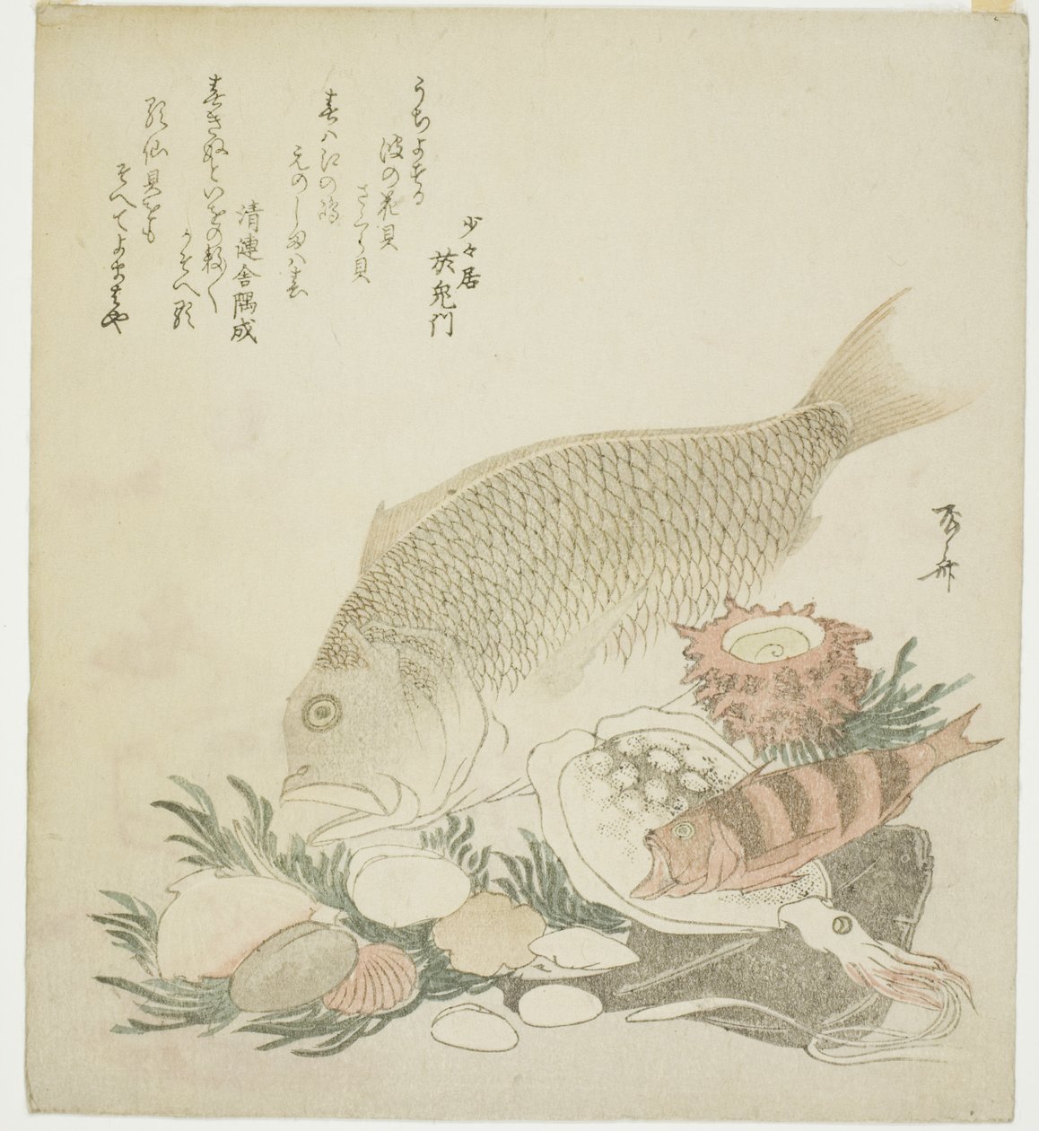 Vis en schelpen door Ryuryukyo Shinsai