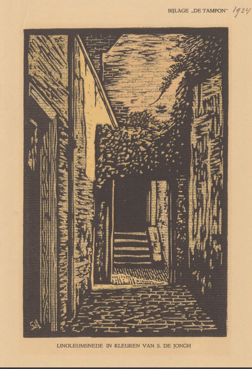 Steeg met poort door S. de Jongh