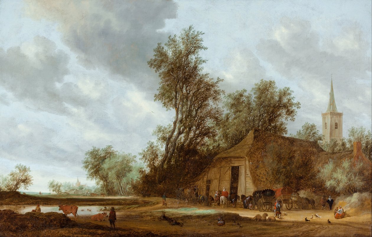 De Stop bij de Herberg door Salomon van Ruisdael or Ruysdael