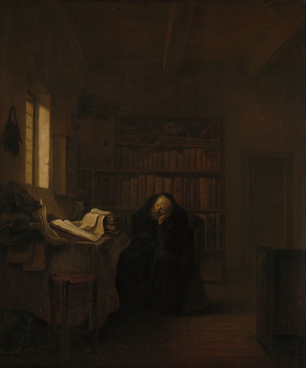 Een geleerde in zijn studeerkamer door Salomon Koninck