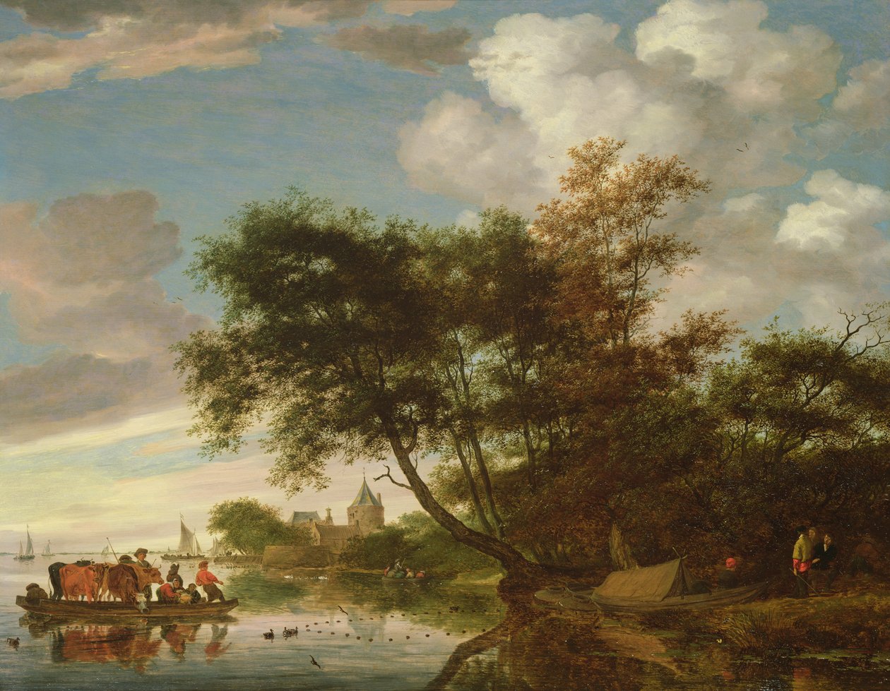 Landelijk Rivierlandschap door Salomon van Ruisdael or Ruysdael