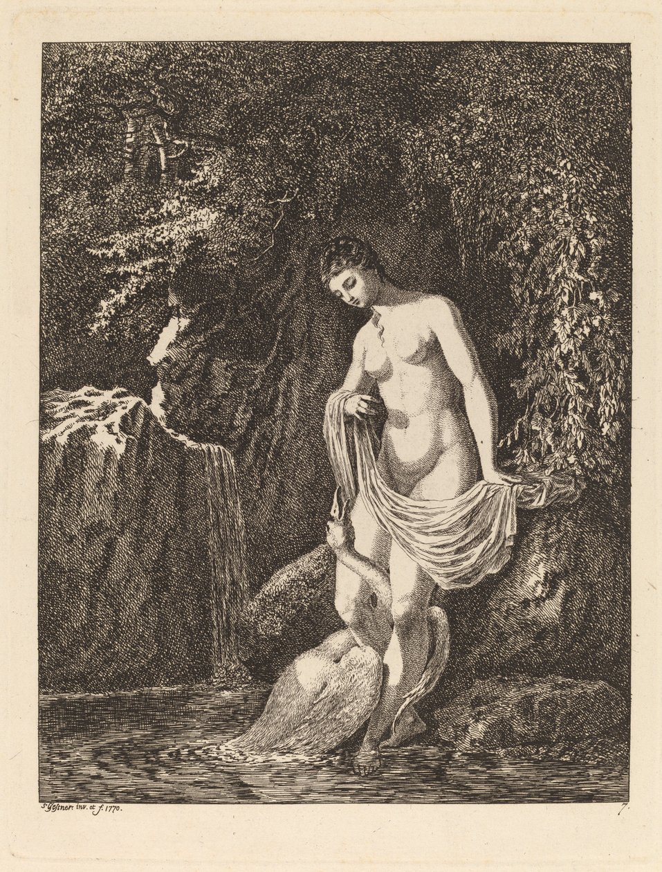 Leda en de zwaan, 1770 door Salomon Gessner