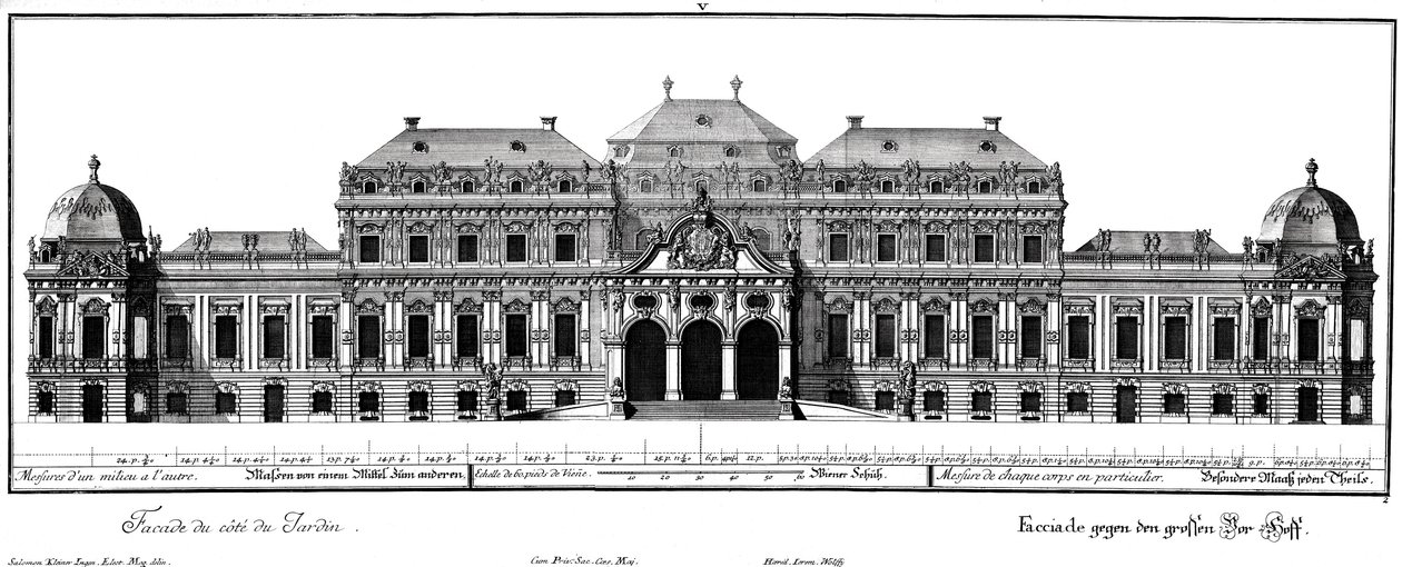 Opstand van de Ehrenhoffassade door Salomon Kleiner