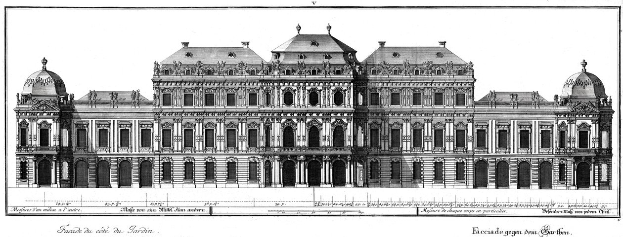 Opstand van de tuinfaçade door Salomon Kleiner