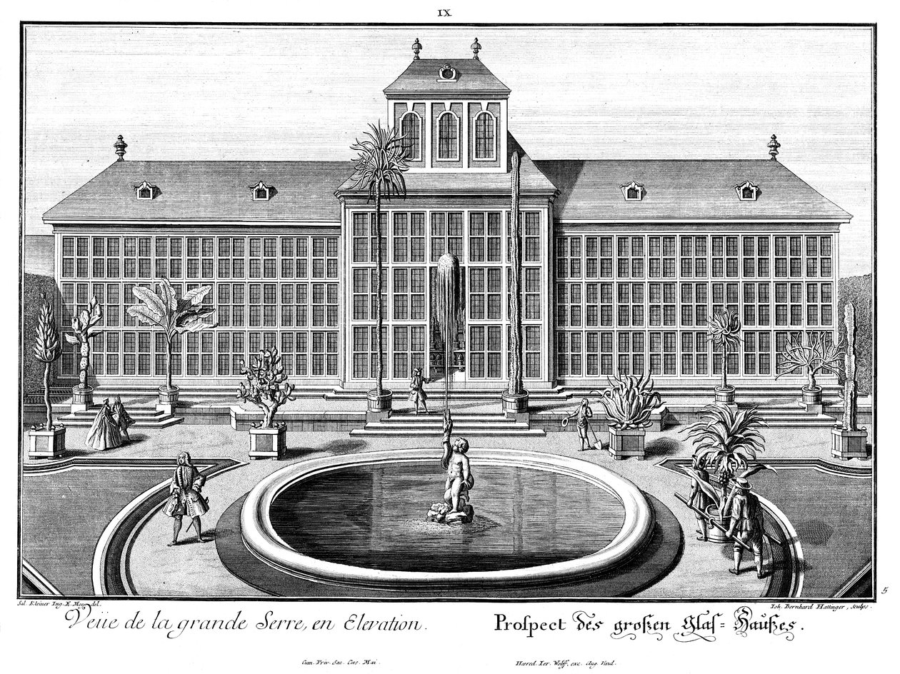 Uitzicht op het grote Glazen Huis door Salomon Kleiner