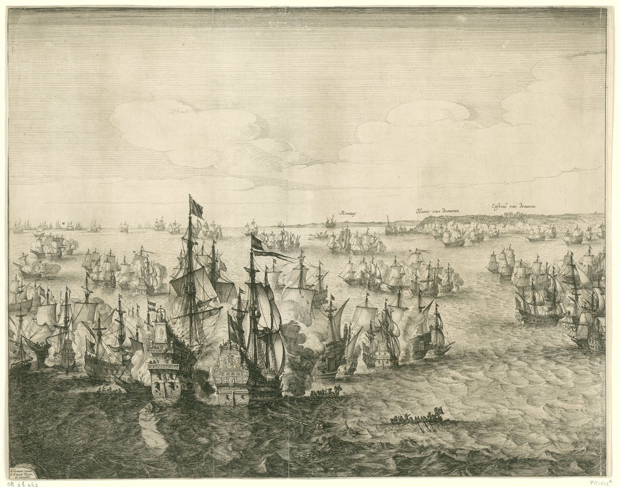 Zeeslag bij Duins (linkerplaat), 1639 door Salomon Savery