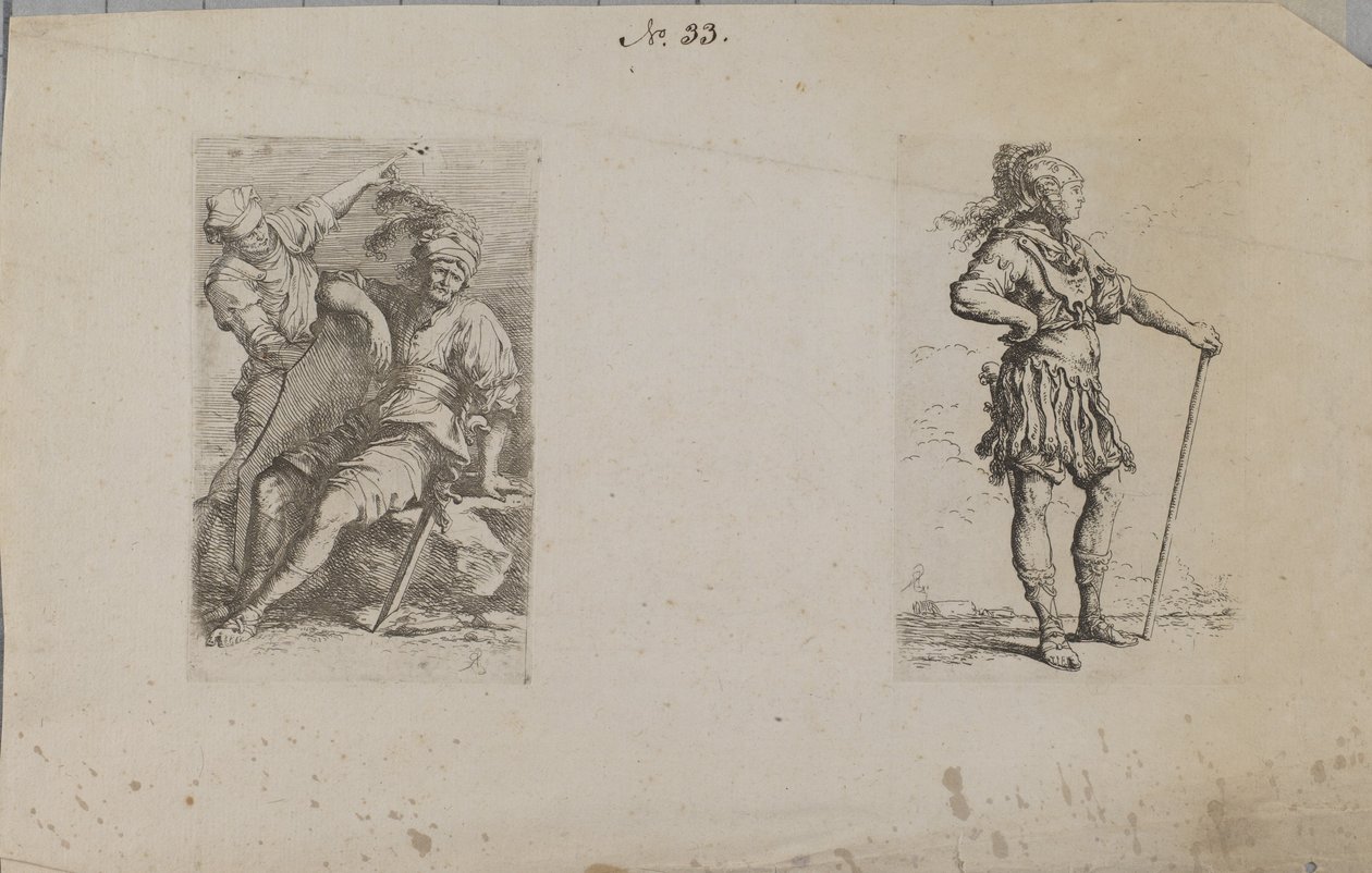 (Figurenserie) Twee mannen door Salvator Rosa