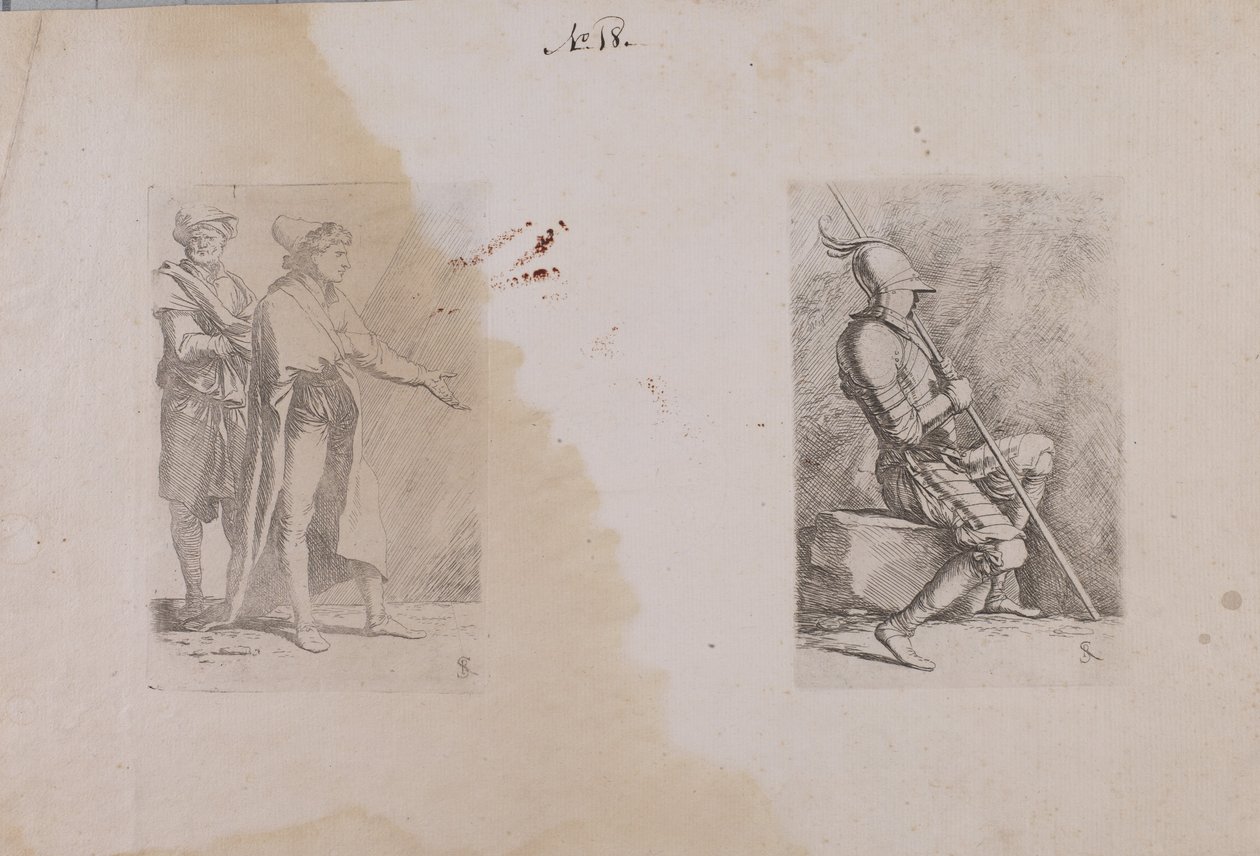 (Figurenserie) Twee mannen door Salvator Rosa