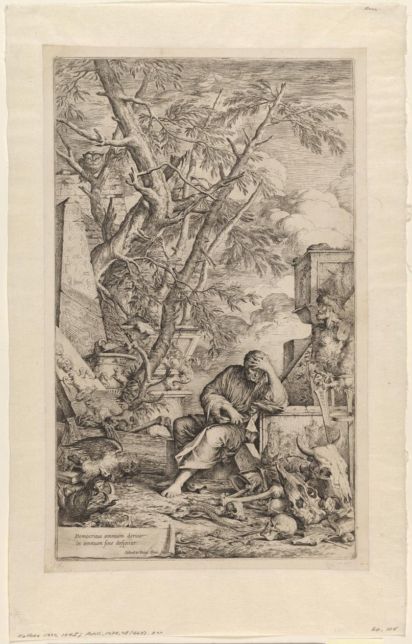 Democritus in meditatie door Salvator Rosa