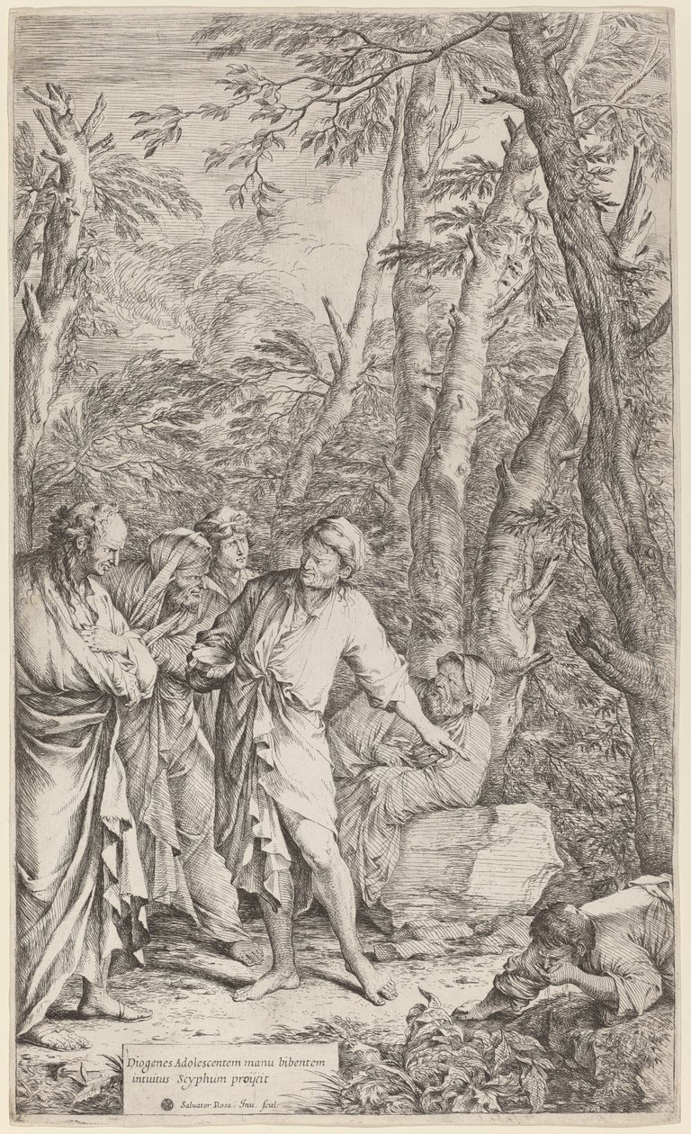 Diogenes Werpt Zijn Kom Weg door Salvator Rosa
