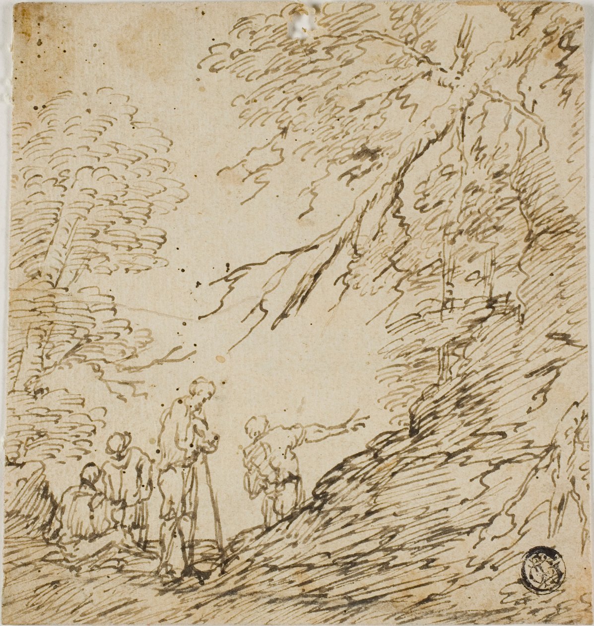 Vier mannen in bos door Salvator Rosa