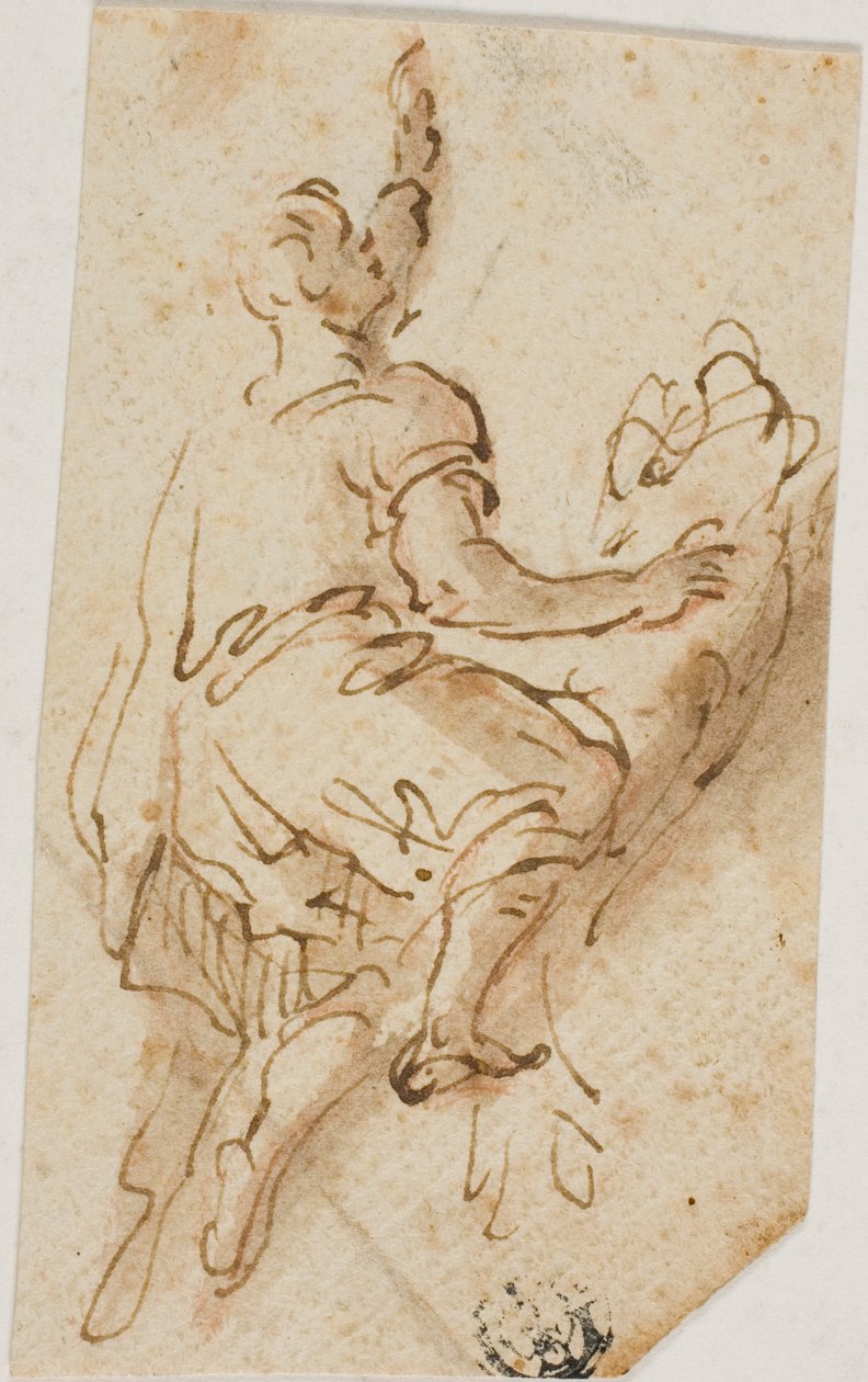 Man bestijgt leeuw door Salvator Rosa