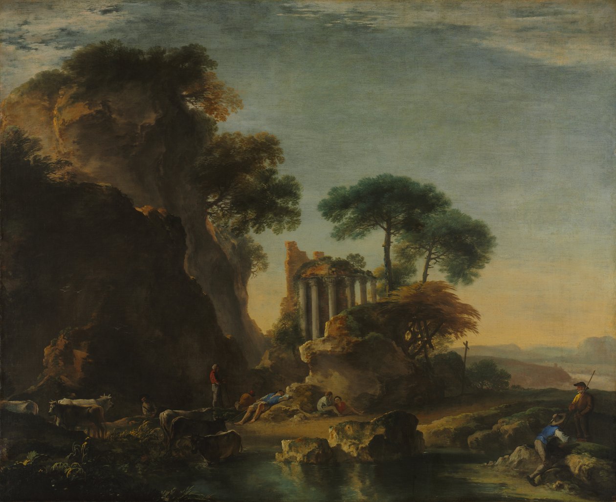 Ruïnes in een Rotsachtig Landschap door Salvator Rosa