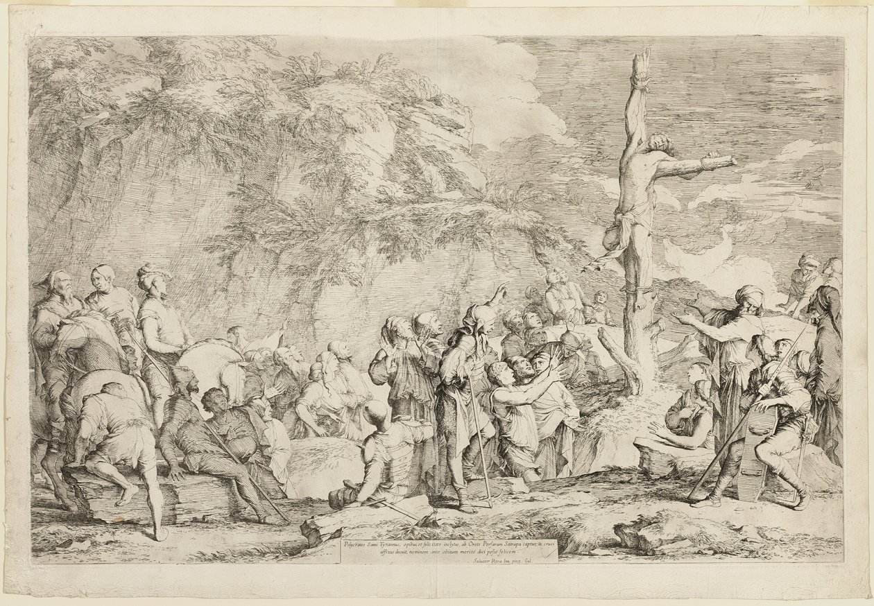 De kruisiging van Polycrates door Salvator Rosa