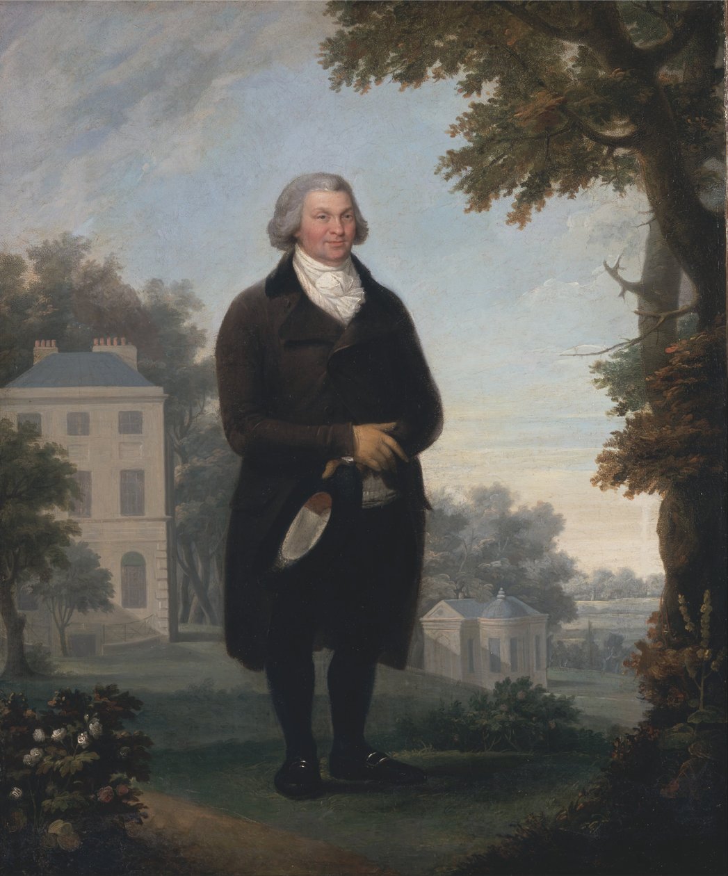 Heer in de tuin van zijn huis door Samuel de Wilde