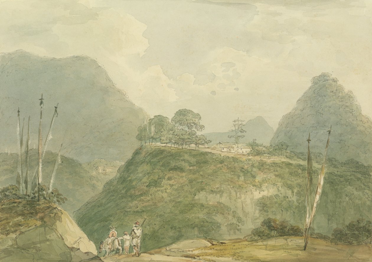 Bergachtig landschap met rivier door Samuel Davis